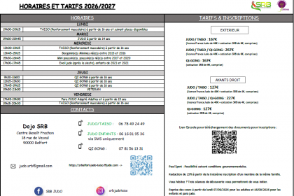 Le planning 2026-2027 est disponible !